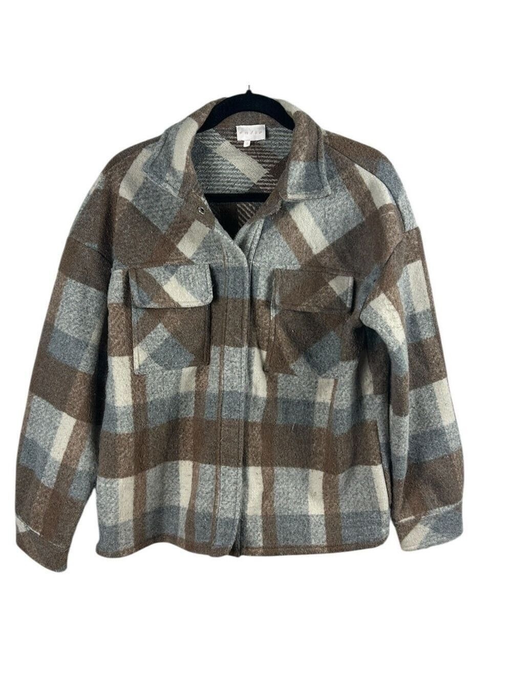 Entro Wool Blend Oversized Flannel Shacket Size 4